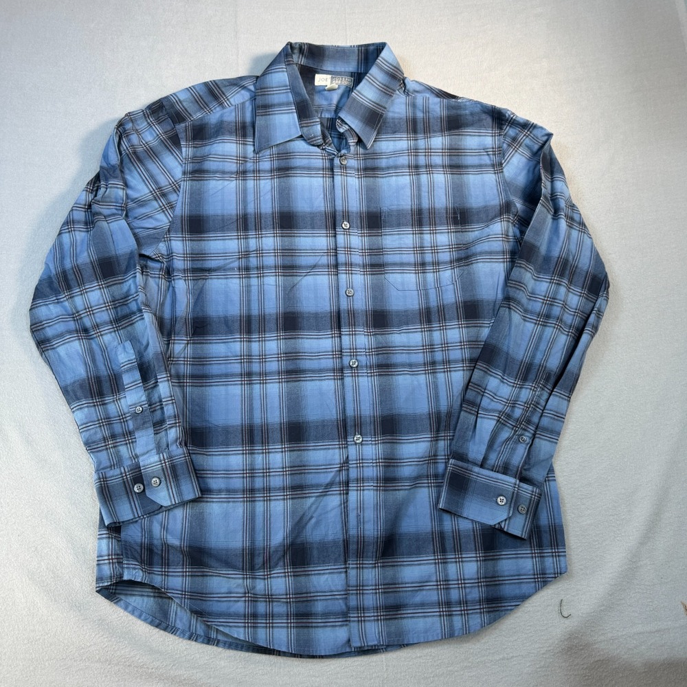 Joseph Abboud Joe Shirt Men's XL‎ Blue Check Long Sleeve Cotton Button Up